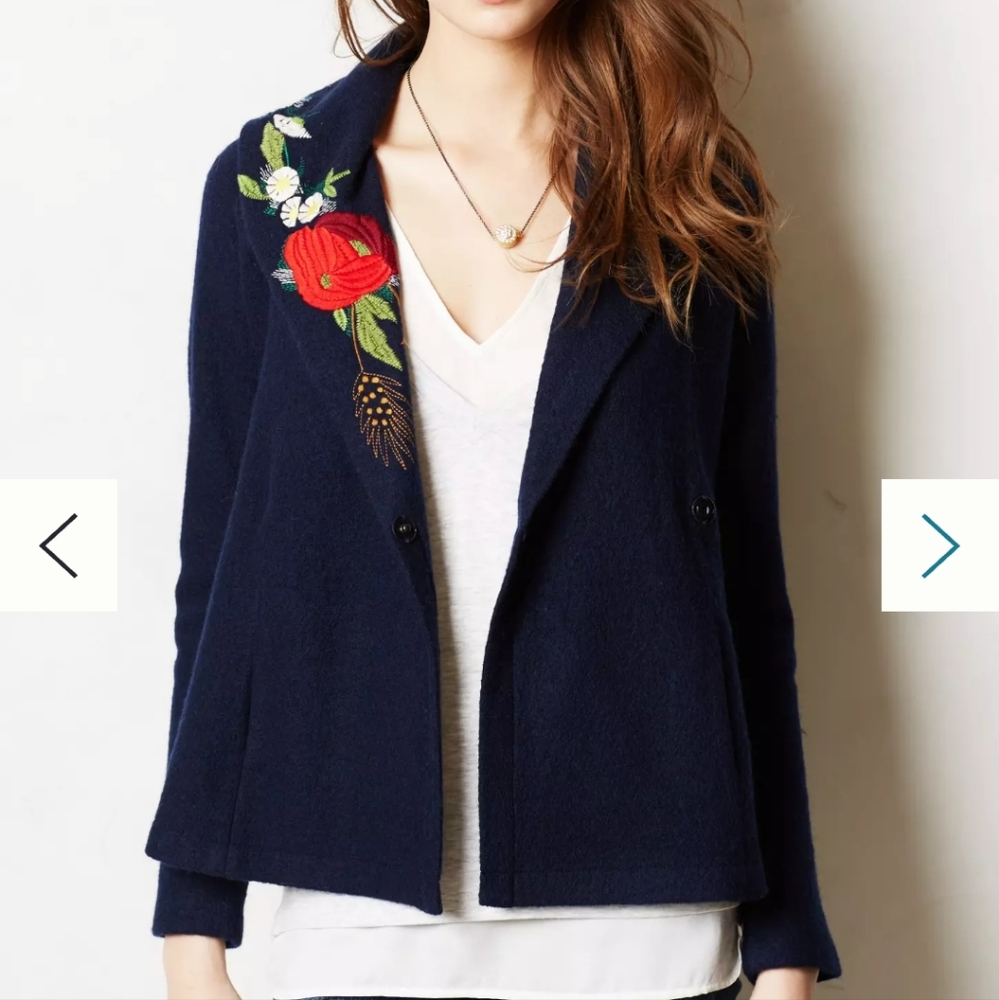 Winter Harvest Sweater Angel Of The North XS floral embroidery Anthropologie